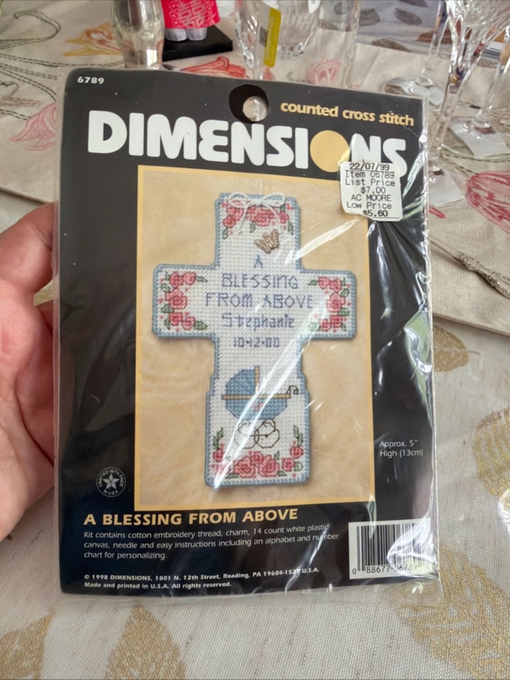 Dimensions 'A Blessing From Above' Cross Stitch Kit – White, Blue, Pink